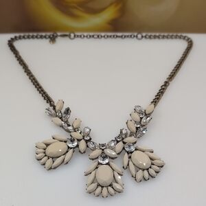 J. Crew Cream and Silver Necklace with Vintage-Inspired Design